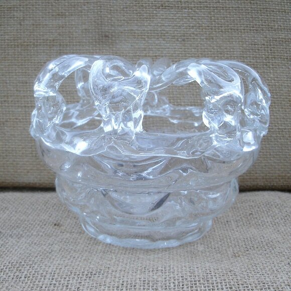 Vintage Art Glass Rose Bowl with Flower Frog - Picture 2 of 16